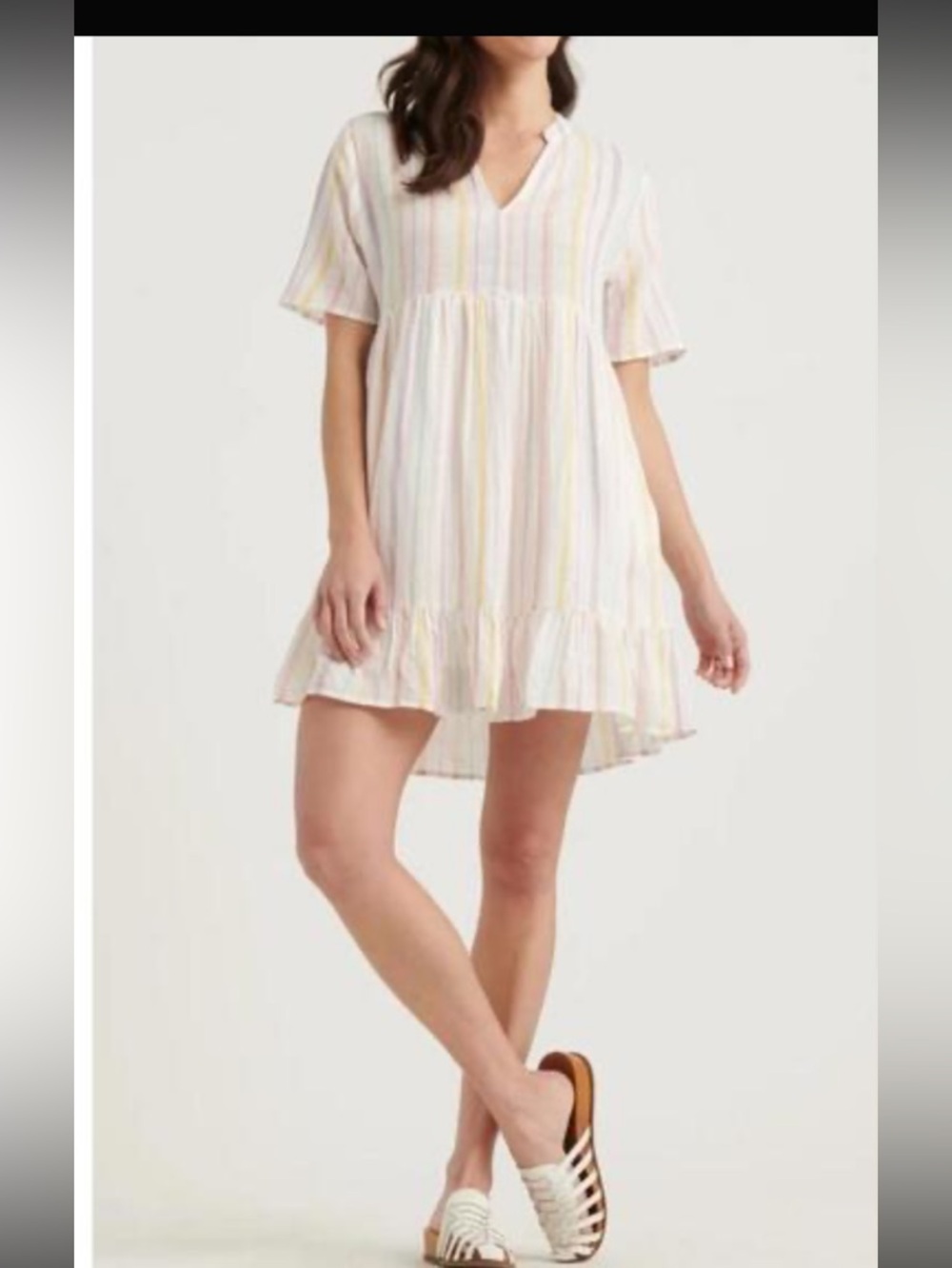 Lucky Brand Pastel Striped V-Neck Top - Picture 6 of 6